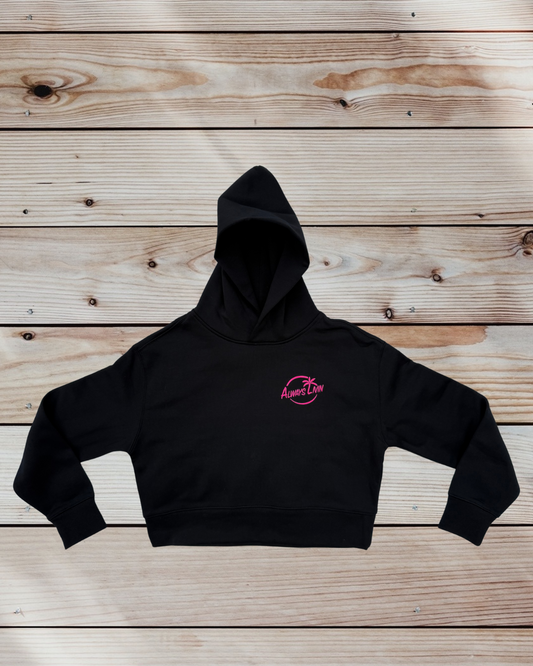 Vital Relaxed Crop Hoodie - Pink Logo