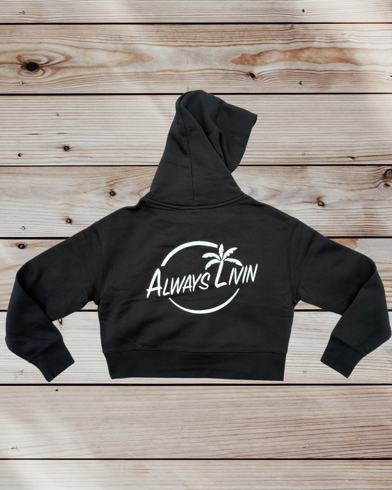 Vital Relaxed Crop Hoodie - White Logo