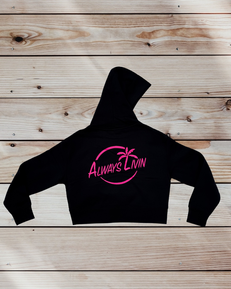 Vital Relaxed Crop Hoodie - Pink Logo
